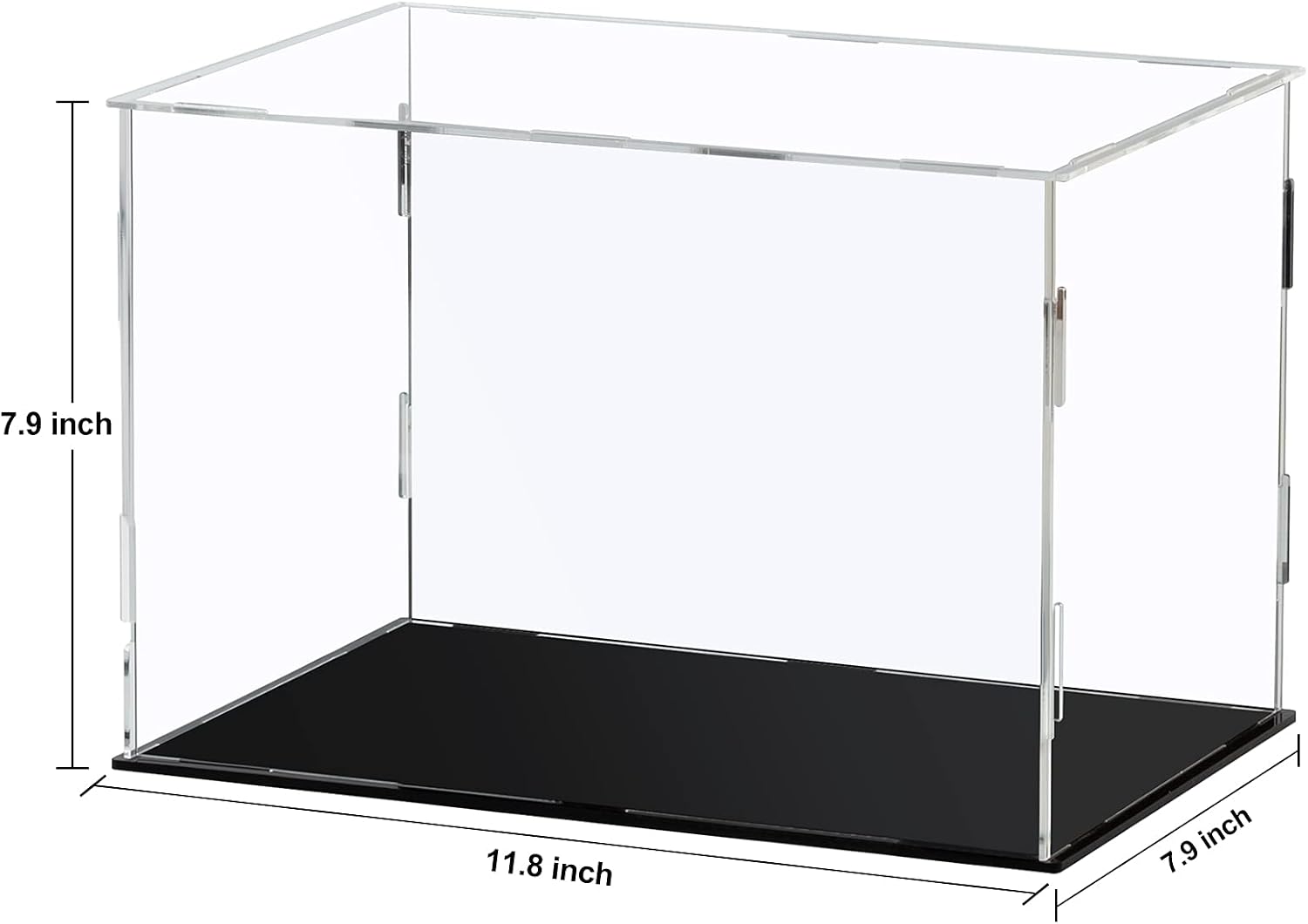 Acrylic Display Case Clear Display Box Assemble Countertop Cube for Collectibles, Action Figures, Miniature Figurines Dustproof Protection Storage & Organizing (Black, 30x20x20cm) - Image 2