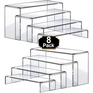 Aheroi Acrylic Risers Display Stands, Acrylic Stands for Display 8Pcs 2Set