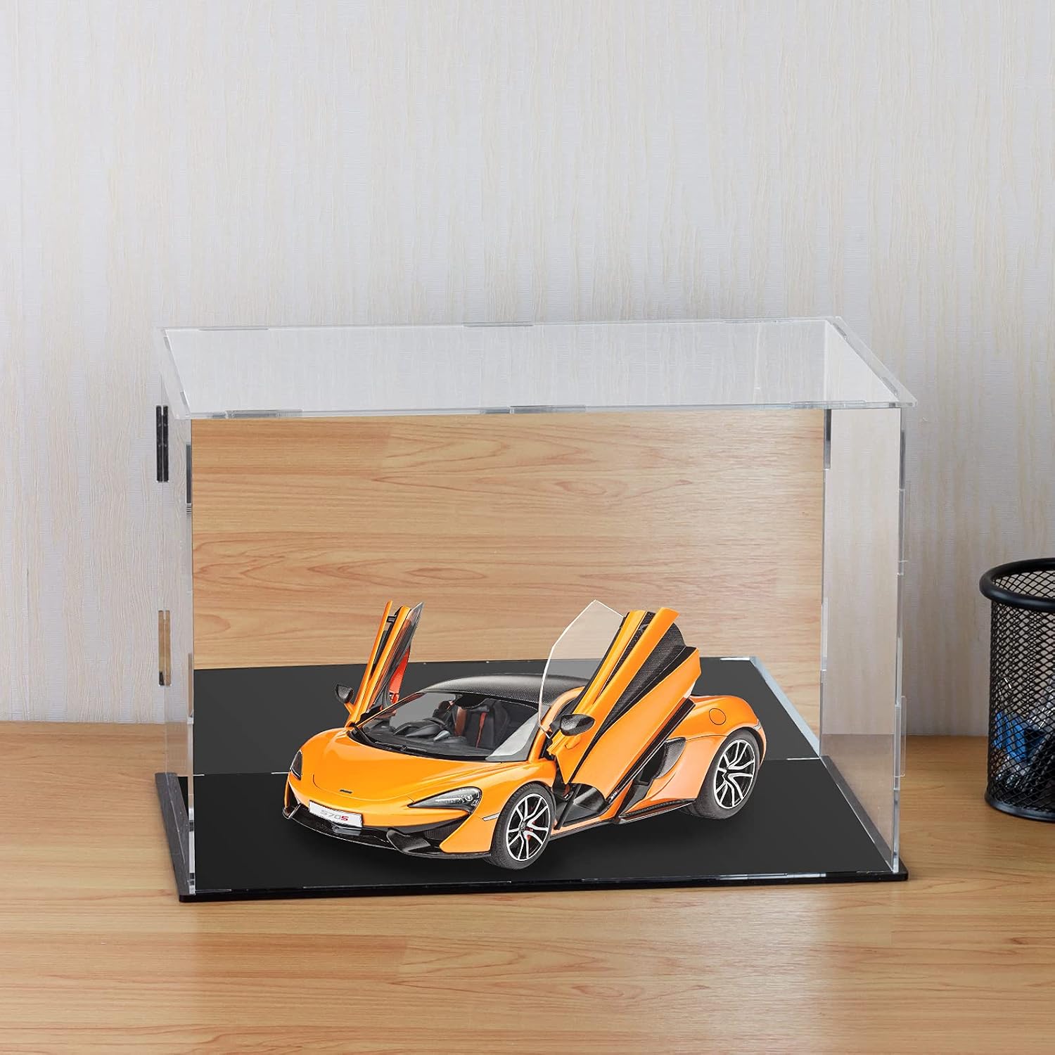 Acrylic Display Case Clear Display Box Assemble Countertop Cube for Collectibles, Action Figures, Miniature Figurines Dustproof Protection Storage & Organizing (Black, 30x20x20cm) - Image 4
